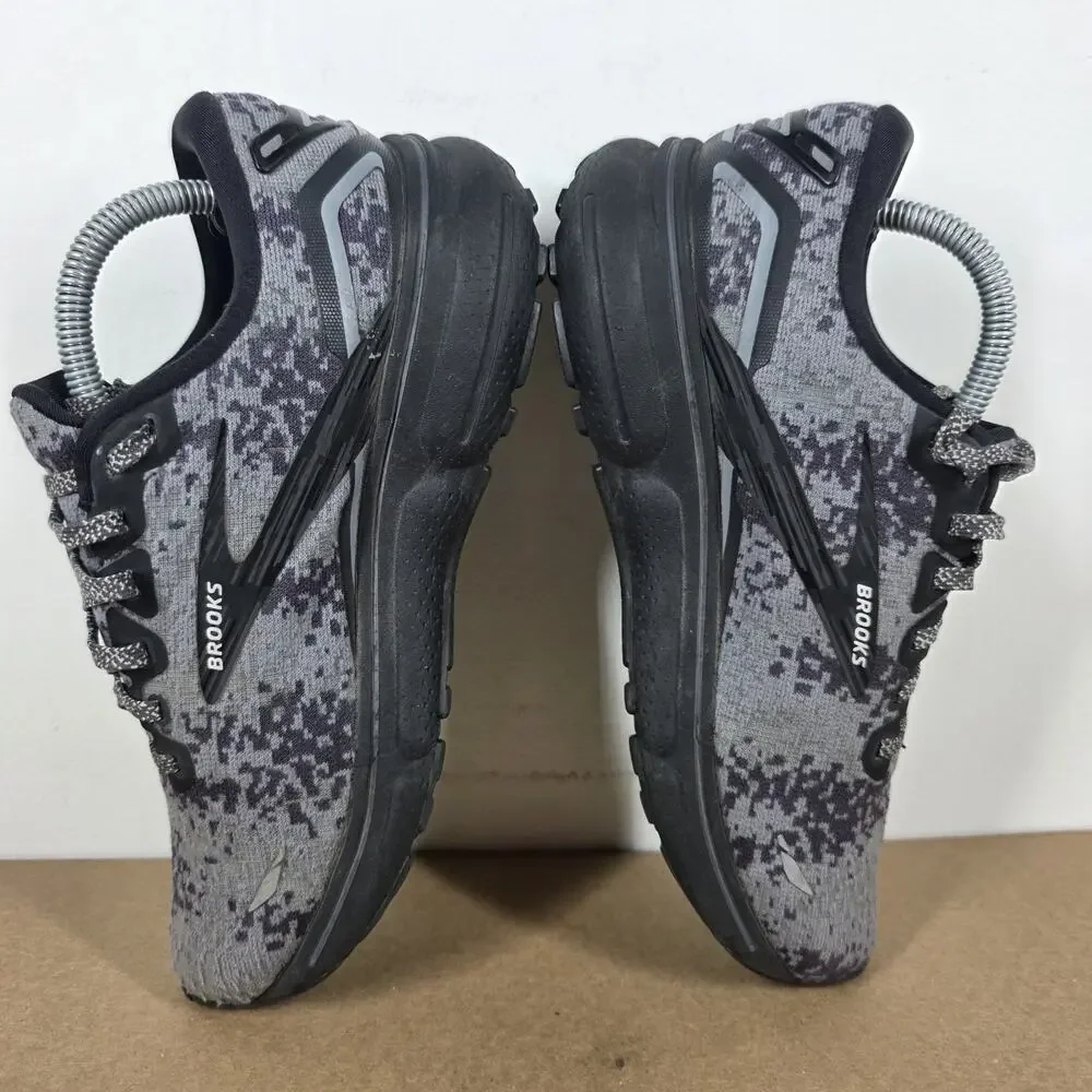 Brooks Ghost 15 Womens Black Gray Camo Size 6 Athletic Running Shoes 1203801B054